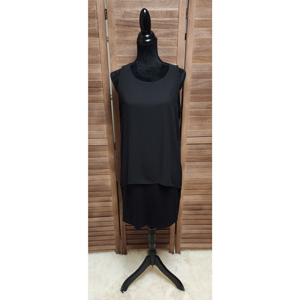 Karen Kane Riley Layered Black Sleeveless Mini Slimming Dress Women's Size Large